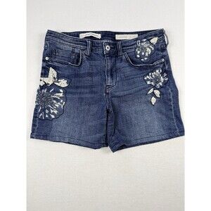 Pilcro & The Letterpress Slim Boyfriend Embroidered Denim Shorts Size 28